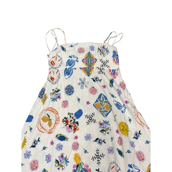 Label Of Love Linen Blend Maxi Dress White Multicolor Print Boho Summer XL - Picture 7 of 10